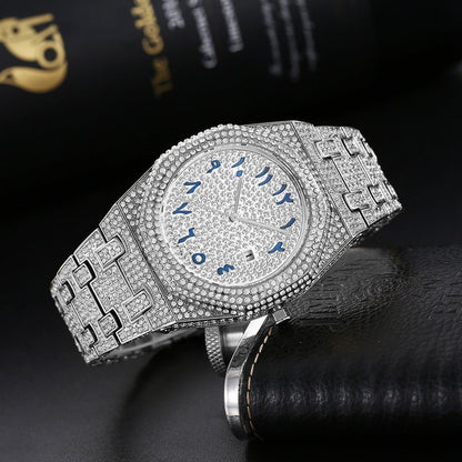 Hip Hop Full Diamond Arabic Quartz Watch – Luxury Street Style - SMARTMARTNZ
