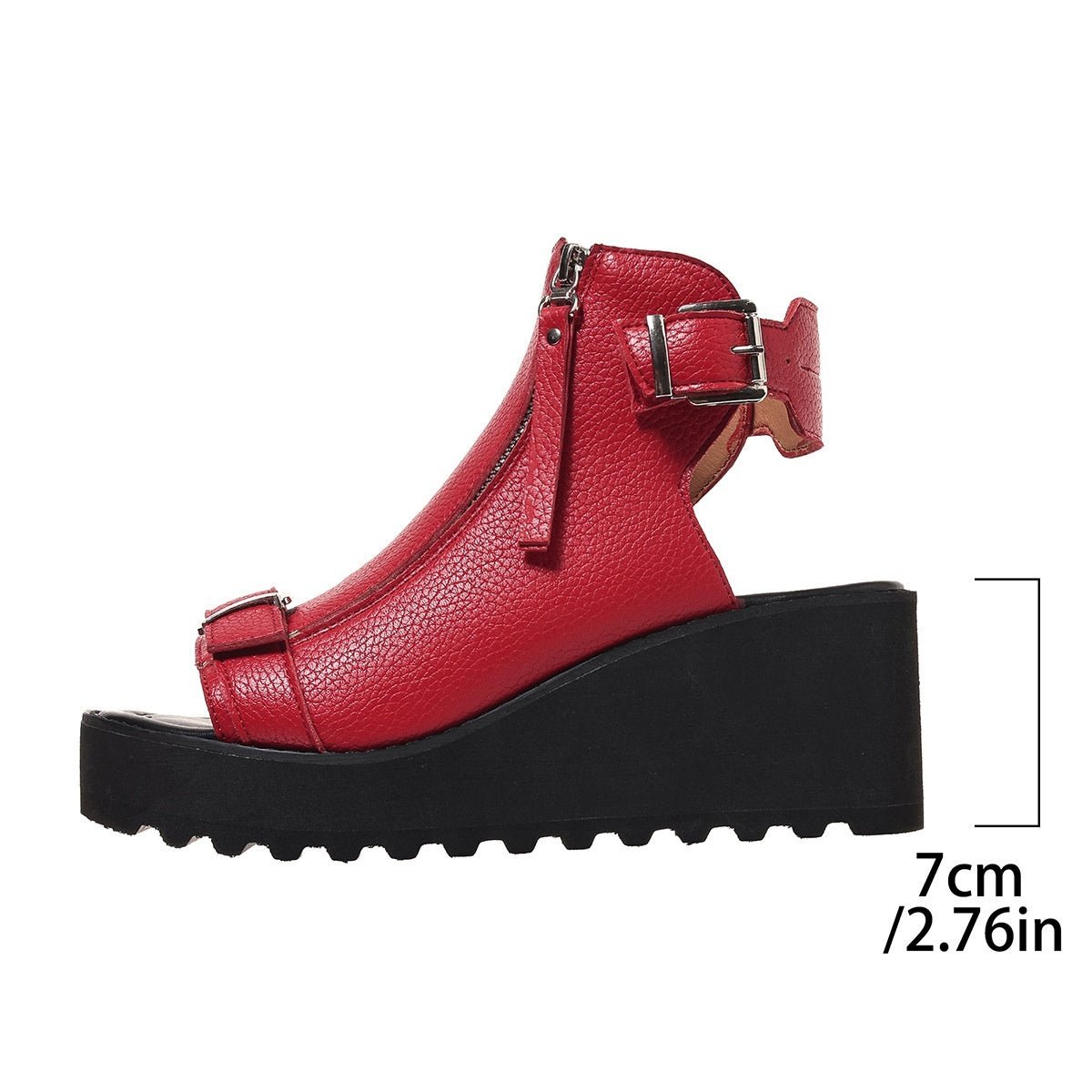 Hollow Buckle Sandals with Double Zipper Stylish Comfort | Easy On & Off | Modern Round Toe - SMARTMARTNZ