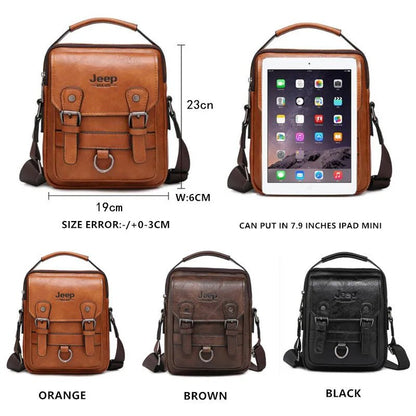 JEEP BULUO Multi - function Business Handbags Men New Man's Shoulder Bag Large Capacity Leather Messenger Bag Crossbody Big Brand - SMARTMARTNZ