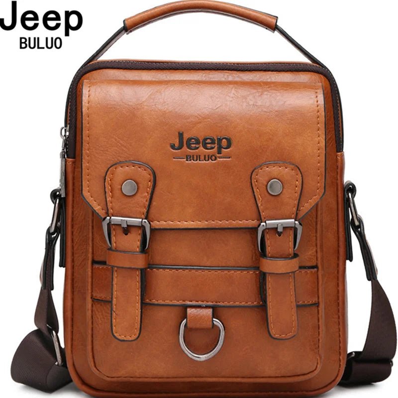 JEEP BULUO Multi - function Business Handbags Men New Man's Shoulder Bag Large Capacity Leather Messenger Bag Crossbody Big Brand - SMARTMARTNZ
