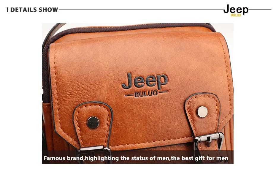 JEEP BULUO Multi - function Business Handbags Men New Man's Shoulder Bag Large Capacity Leather Messenger Bag Crossbody Big Brand - SMARTMARTNZ