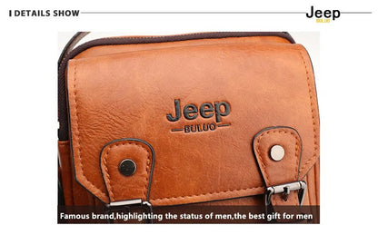 JEEP BULUO Multi - function Business Handbags Men New Man's Shoulder Bag Large Capacity Leather Messenger Bag Crossbody Big Brand - SMARTMARTNZ