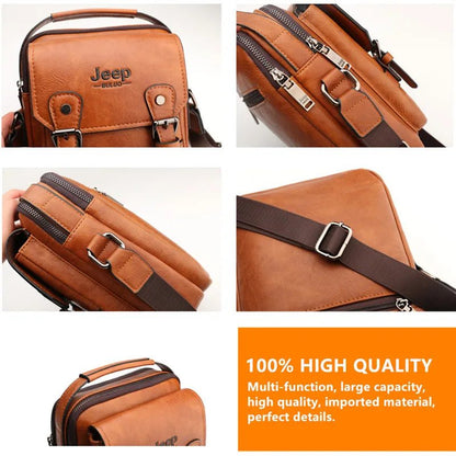 JEEP BULUO Multi - function Business Handbags Men New Man's Shoulder Bag Large Capacity Leather Messenger Bag Crossbody Big Brand - SMARTMARTNZ