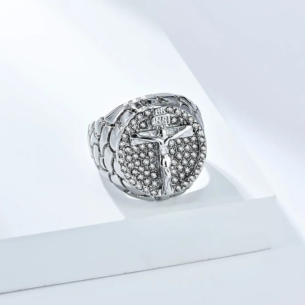 Jesus Men’s Ring – Stainless Steel Hip - Hop Jewelry with Moissanite Zircon Detailing - SMARTMARTNZ