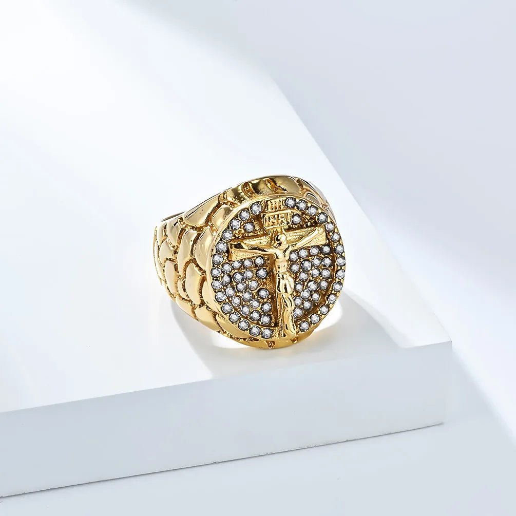 Jesus Men’s Ring – Stainless Steel Hip - Hop Jewelry with Moissanite Zircon Detailing - SMARTMARTNZ
