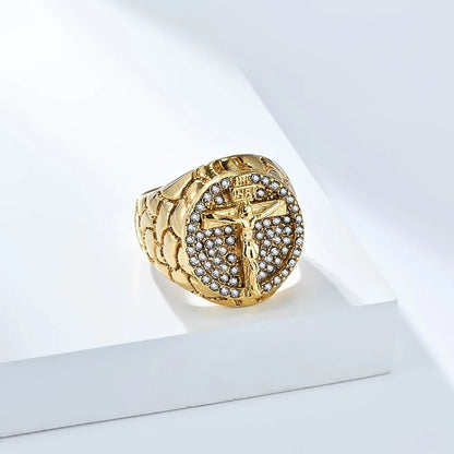 Jesus Men’s Ring – Stainless Steel Hip - Hop Jewelry with Moissanite Zircon Detailing - SMARTMARTNZ