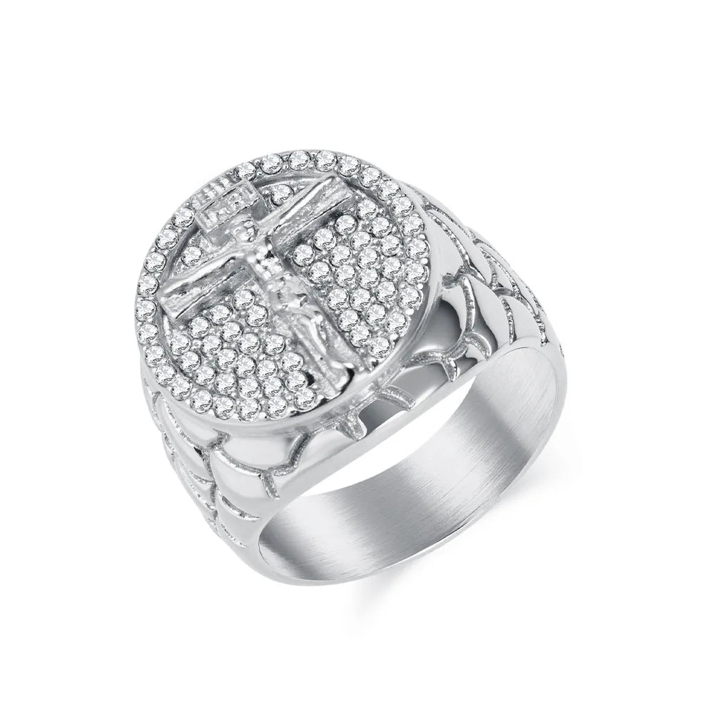 Jesus Men’s Ring – Stainless Steel Hip - Hop Jewelry with Moissanite Zircon Detailing - SMARTMARTNZ