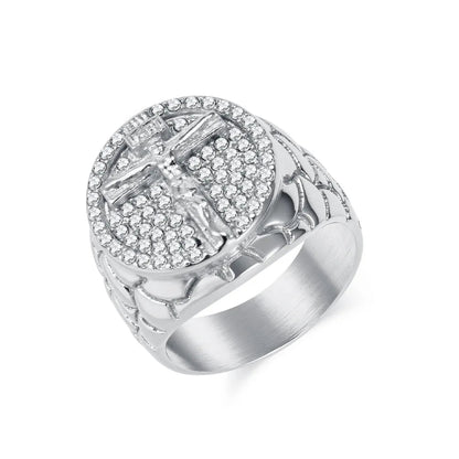 Jesus Men’s Ring – Stainless Steel Hip - Hop Jewelry with Moissanite Zircon Detailing - SMARTMARTNZ