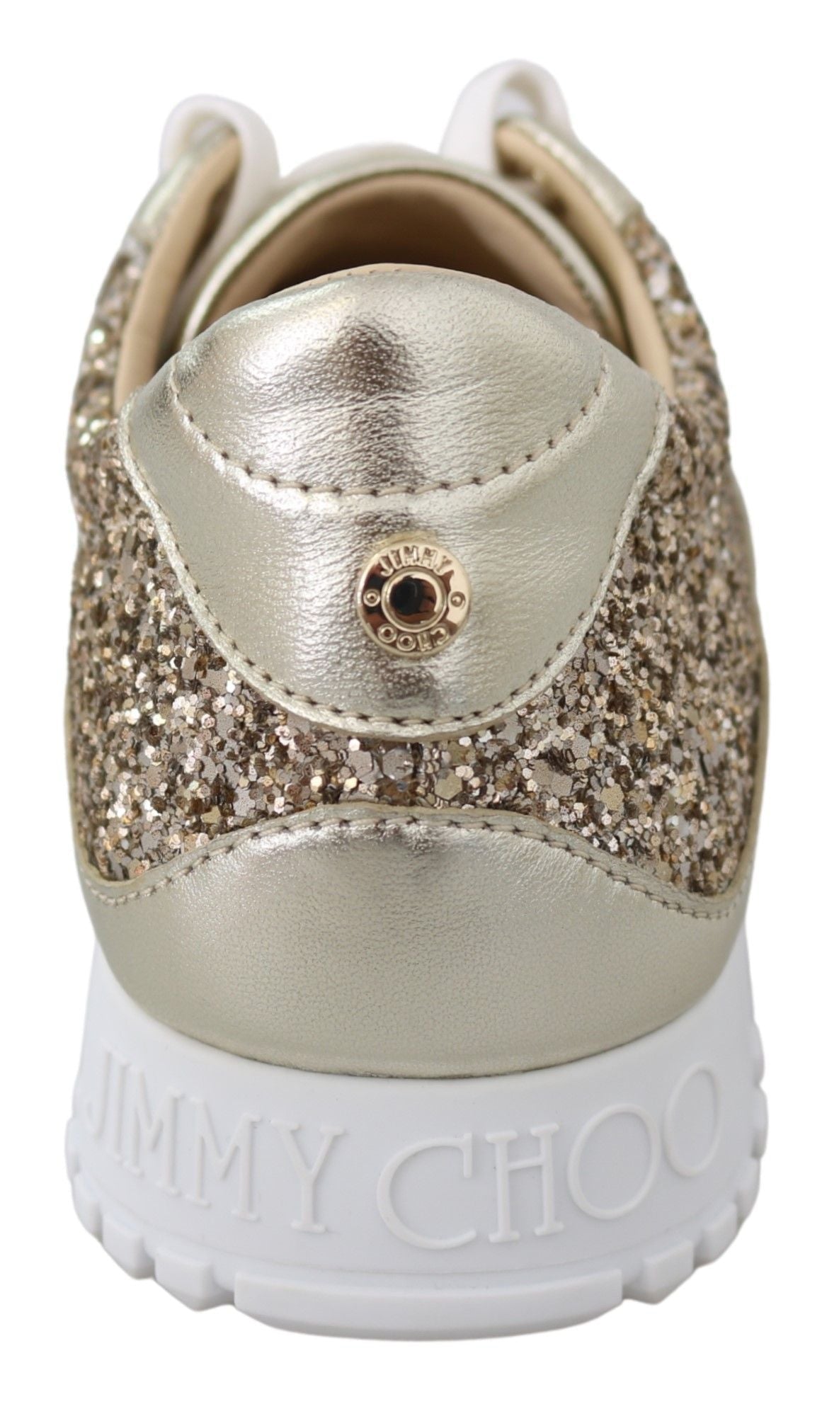Jimmy Choo Antique Gold Glitter Leather Sneakers - SMARTMARTNZ
