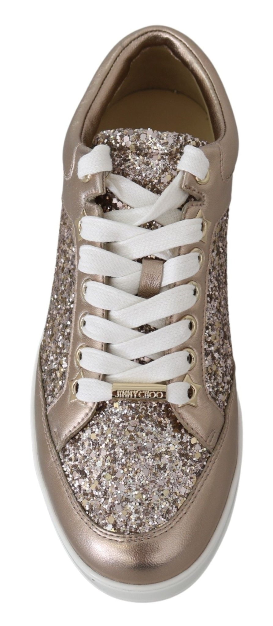 Jimmy Choo Ballet Pink Glitter Leather Sneakers - SMARTMARTNZ