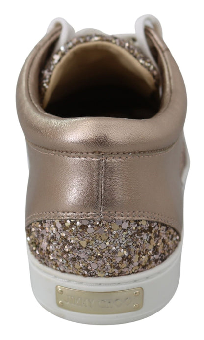 Jimmy Choo Ballet Pink Glitter Leather Sneakers - SMARTMARTNZ