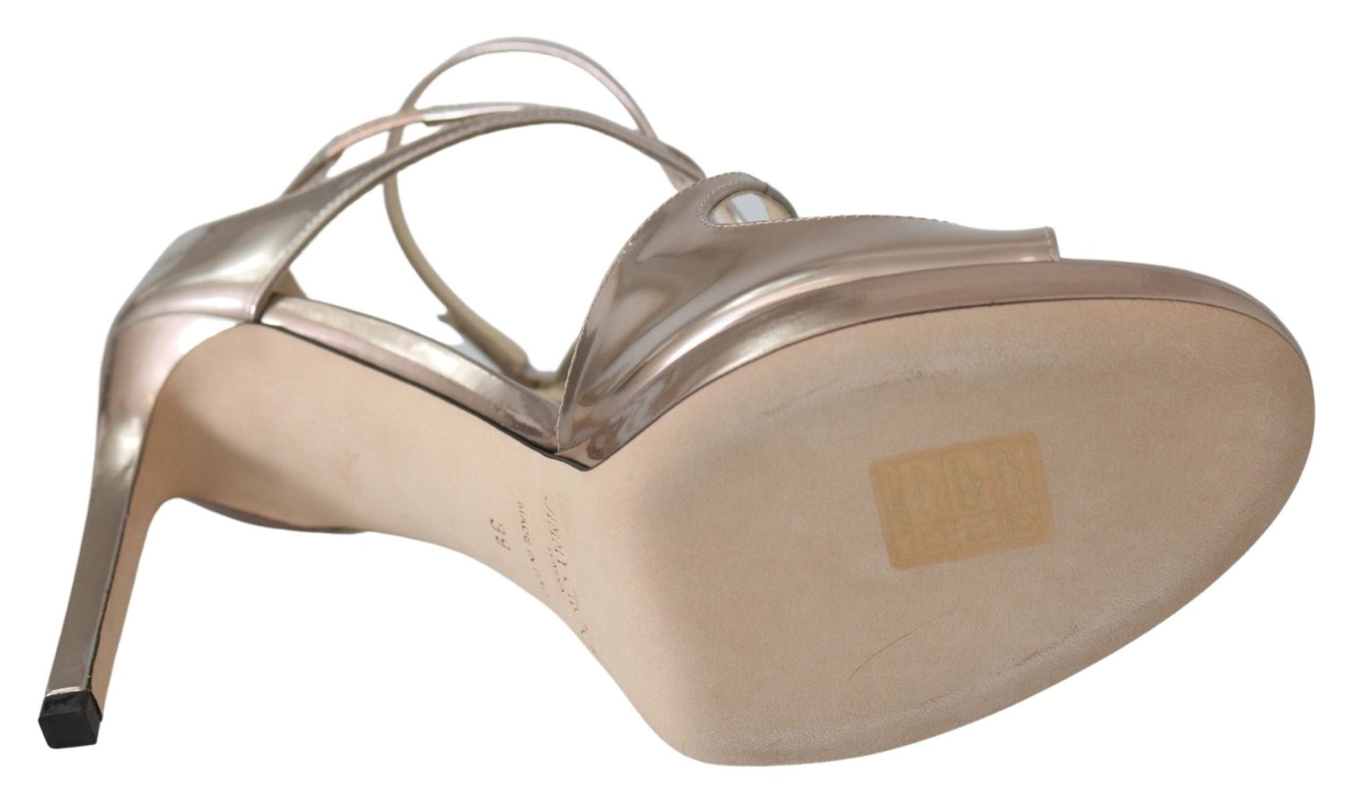 Jimmy Choo Ballet Pink Liquid Mirror Leather Sandals - SMARTMARTNZ