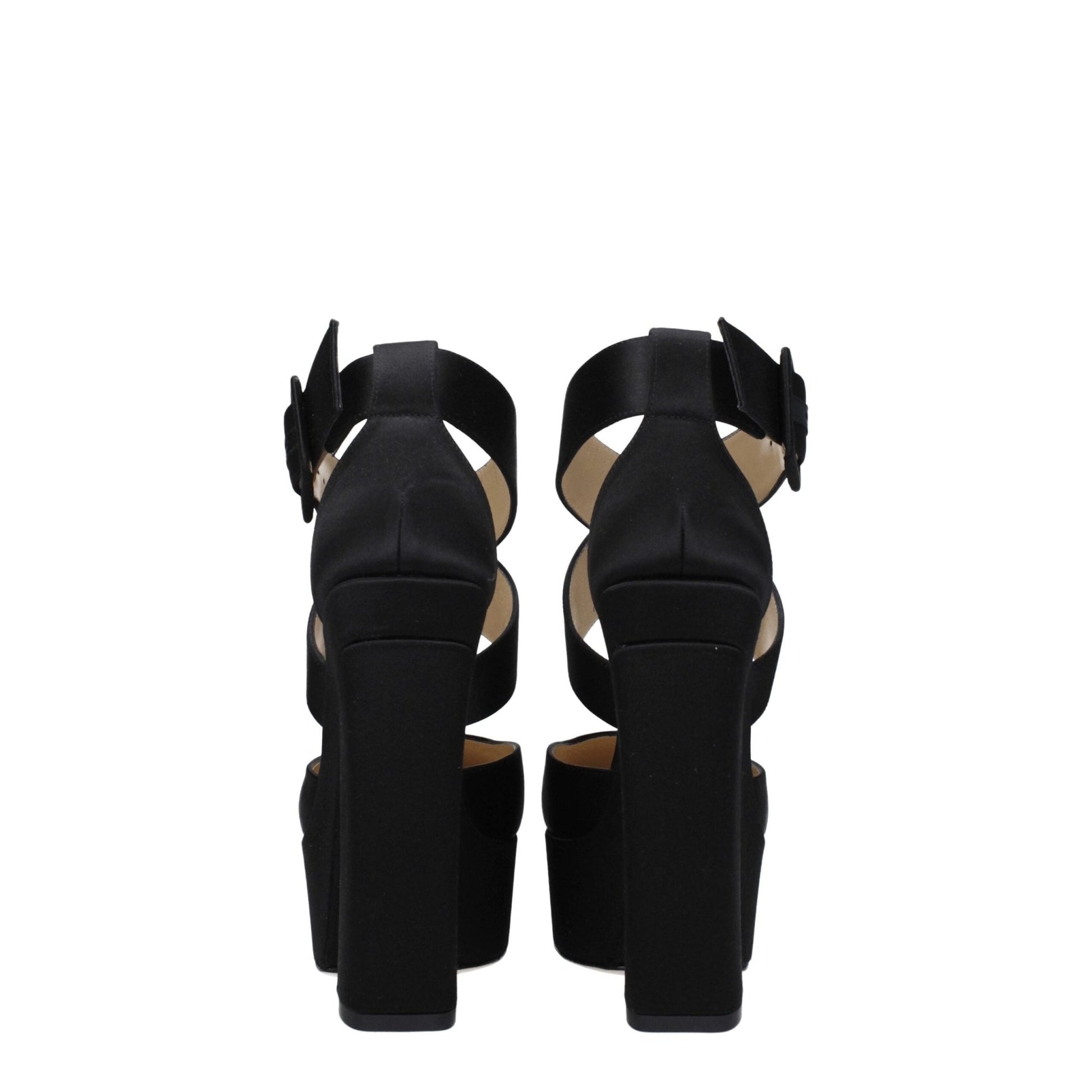 Jimmy Choo Black Satin Platforms - SMARTMARTNZ