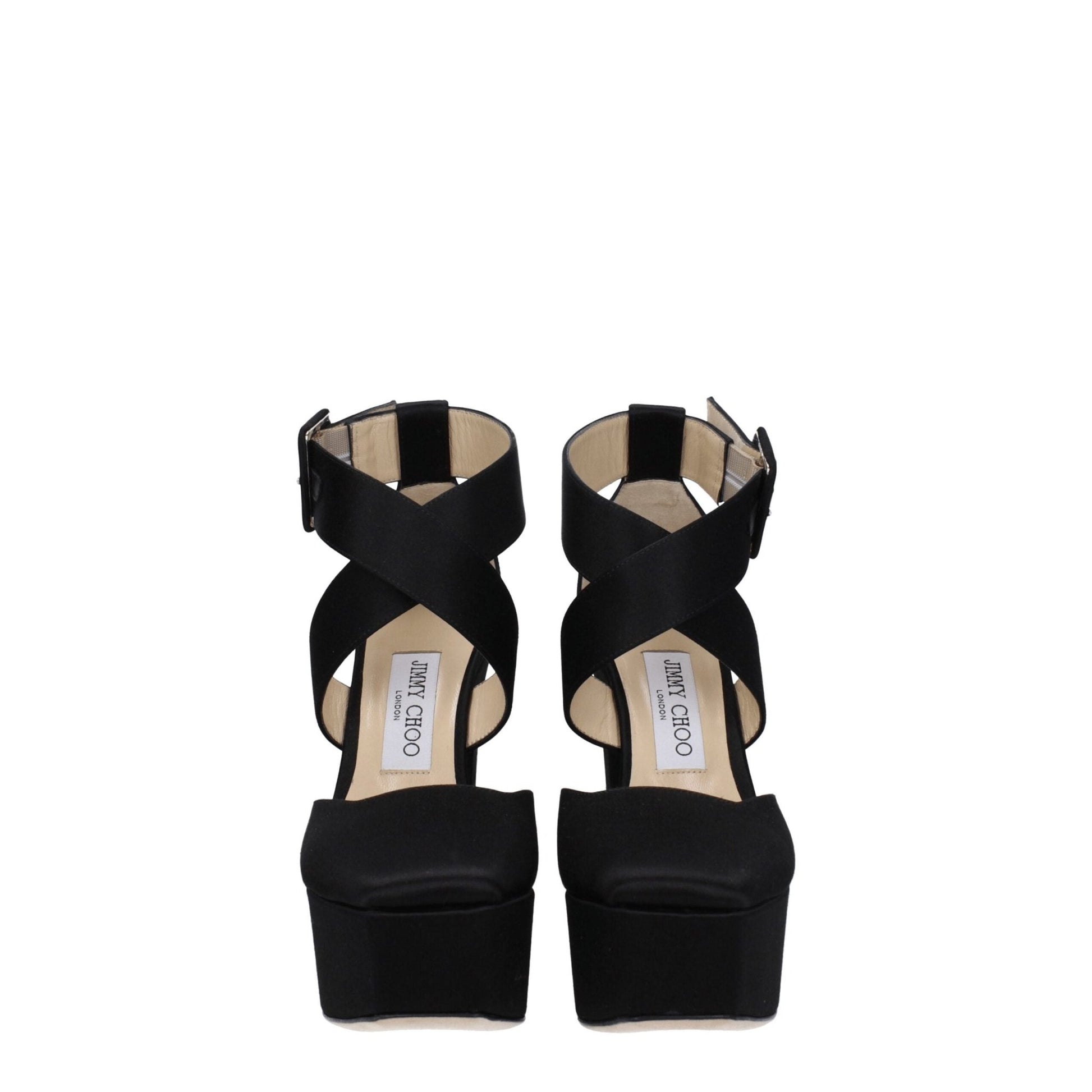 Jimmy Choo Black Satin Platforms - SMARTMARTNZ