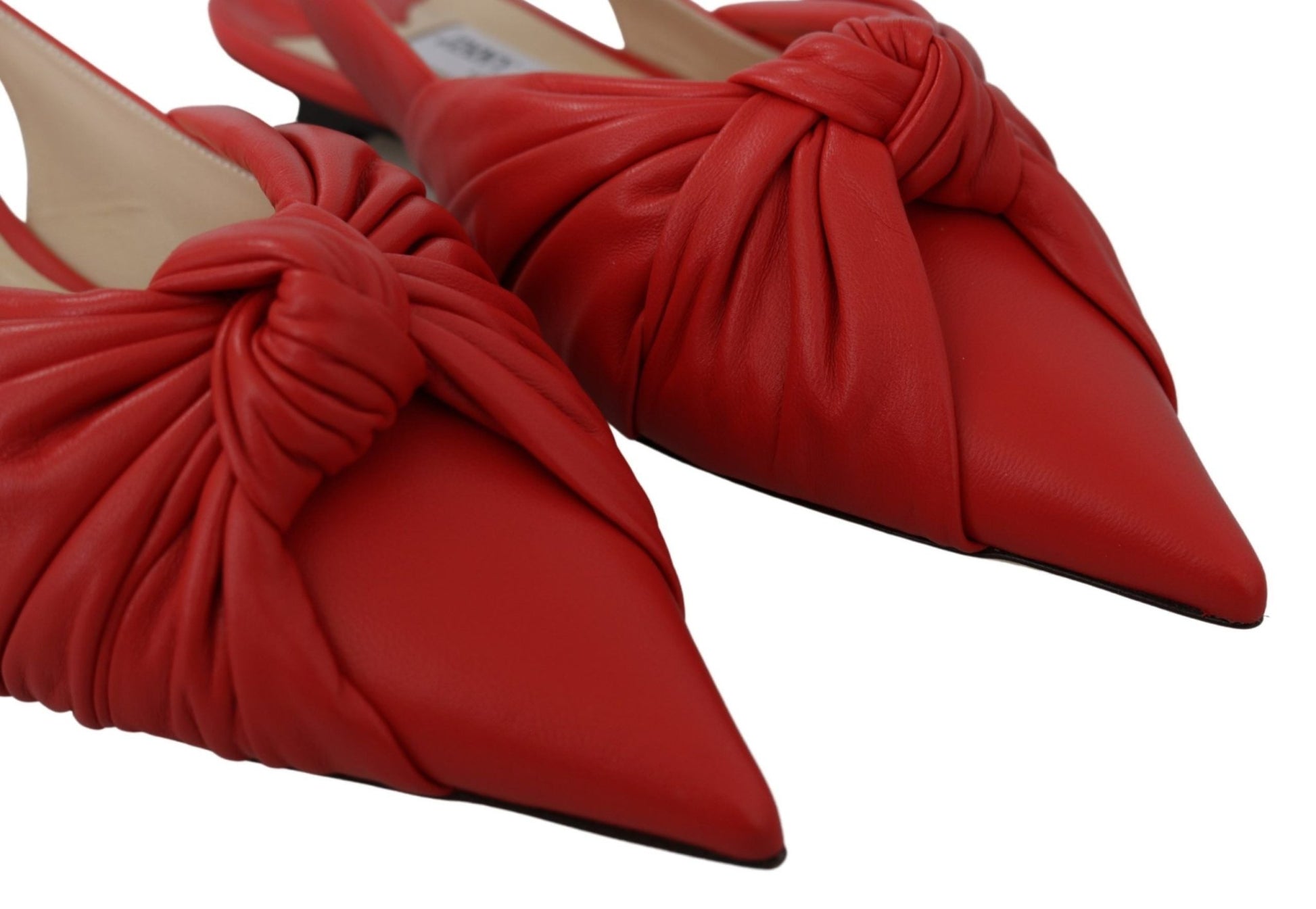 Jimmy Choo Chic Red Pointed Toe Leather Flats - SMARTMARTNZ