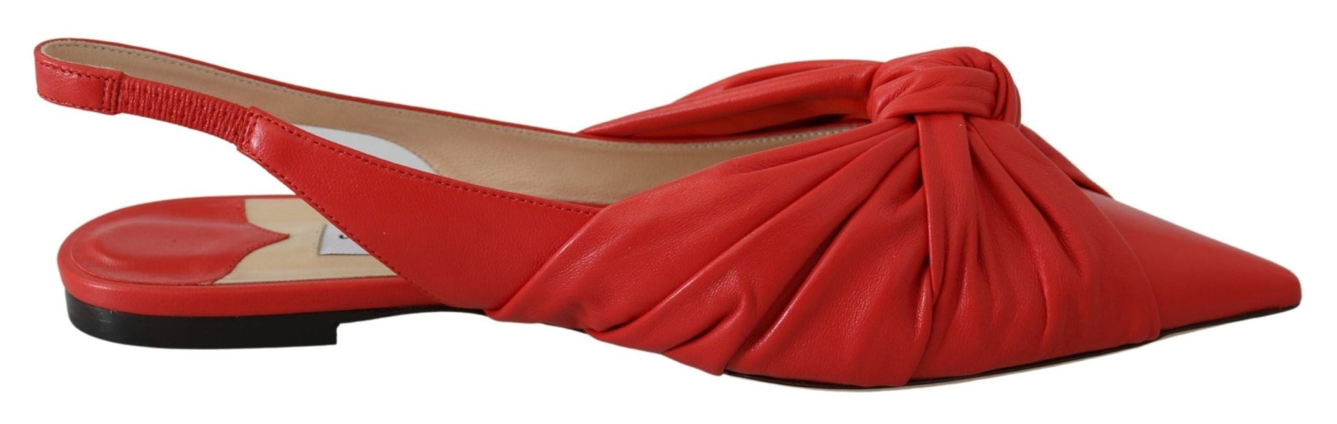 Jimmy Choo Chic Red Pointed Toe Leather Flats - SMARTMARTNZ