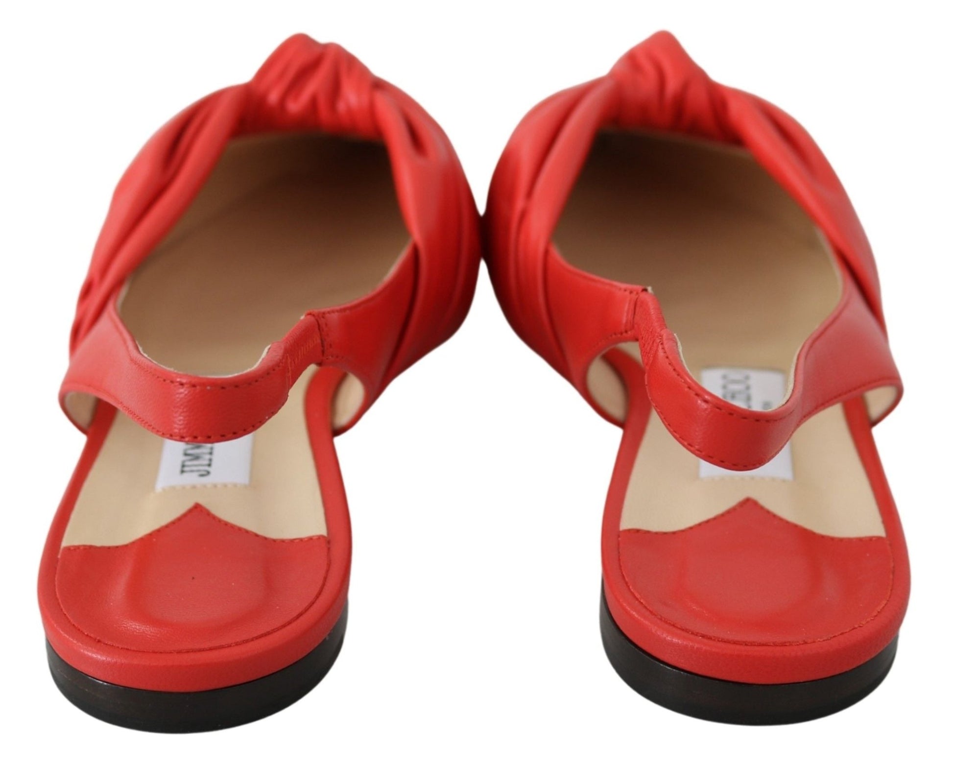 Jimmy Choo Chic Red Pointed Toe Leather Flats - SMARTMARTNZ