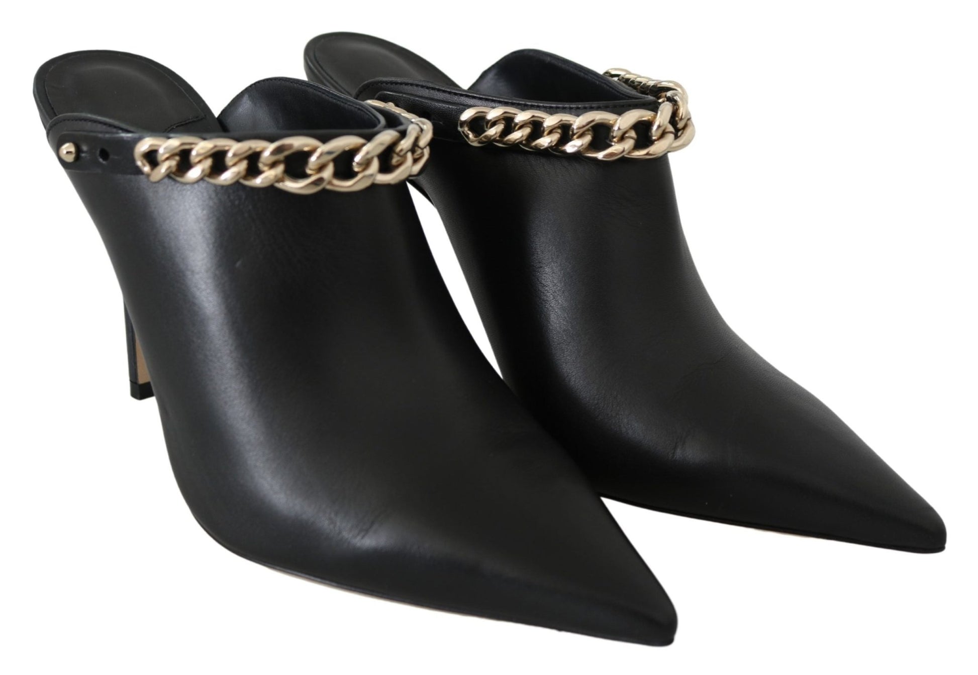 Jimmy Choo Elegant Black Gold Leather Pumps - SMARTMARTNZ