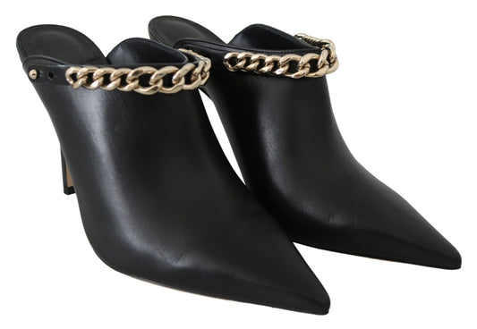 Jimmy Choo Elegant Black Gold Leather Pumps - SMARTMARTNZ