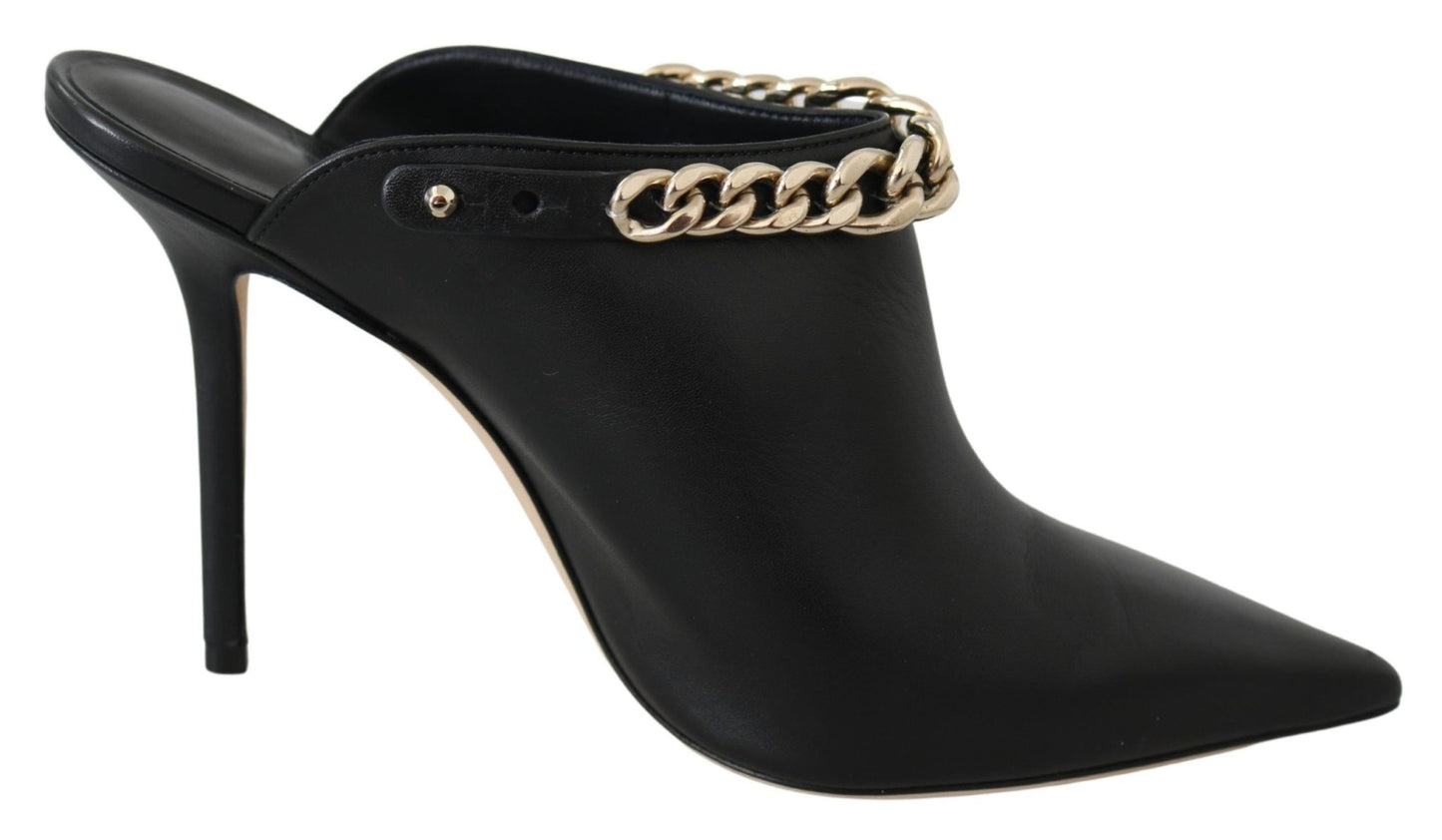Jimmy Choo Elegant Black Gold Leather Pumps - SMARTMARTNZ