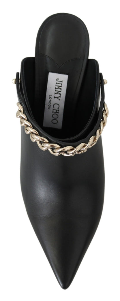 Jimmy Choo Elegant Black Gold Leather Pumps - SMARTMARTNZ