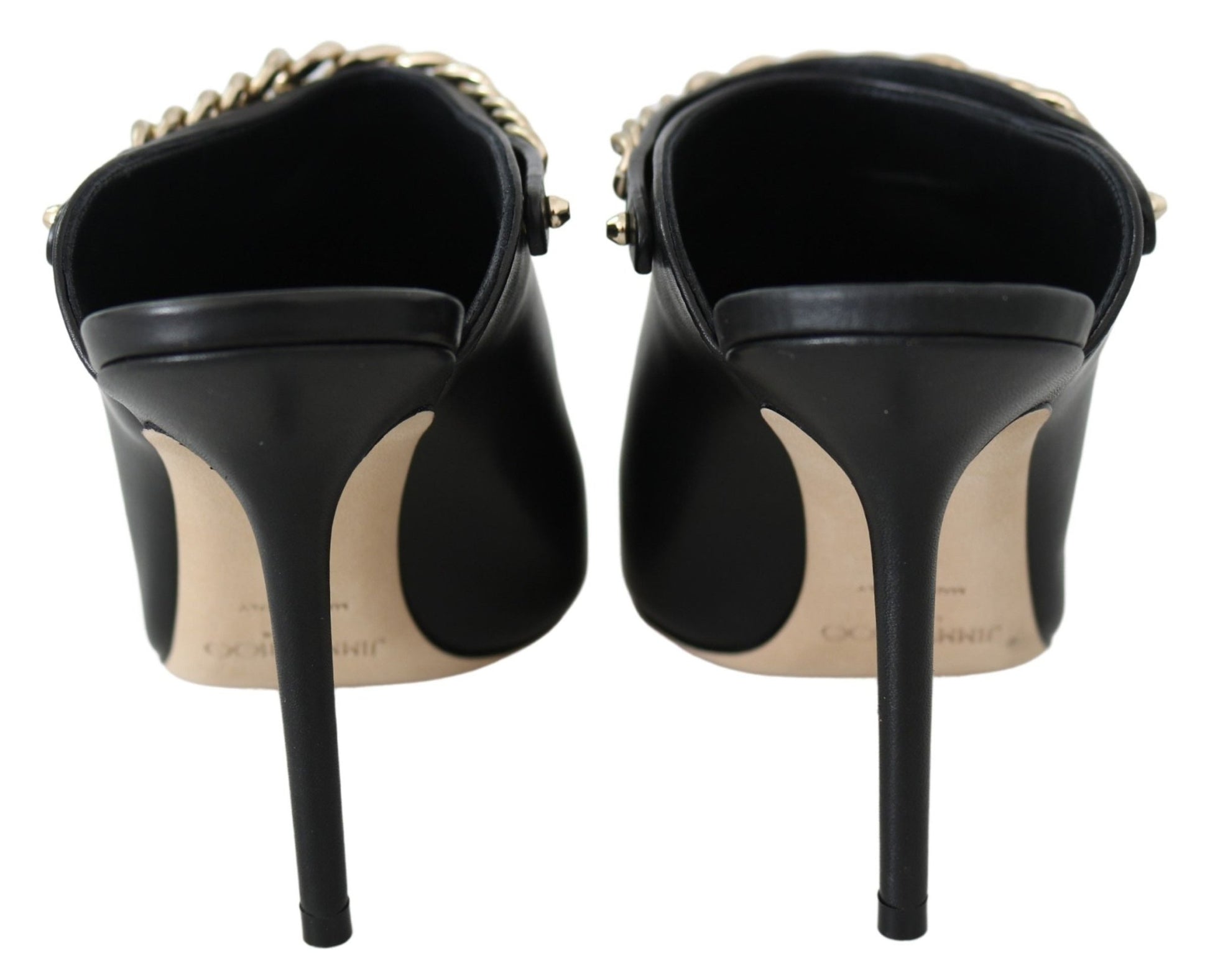 Jimmy Choo Elegant Black Gold Leather Pumps - SMARTMARTNZ