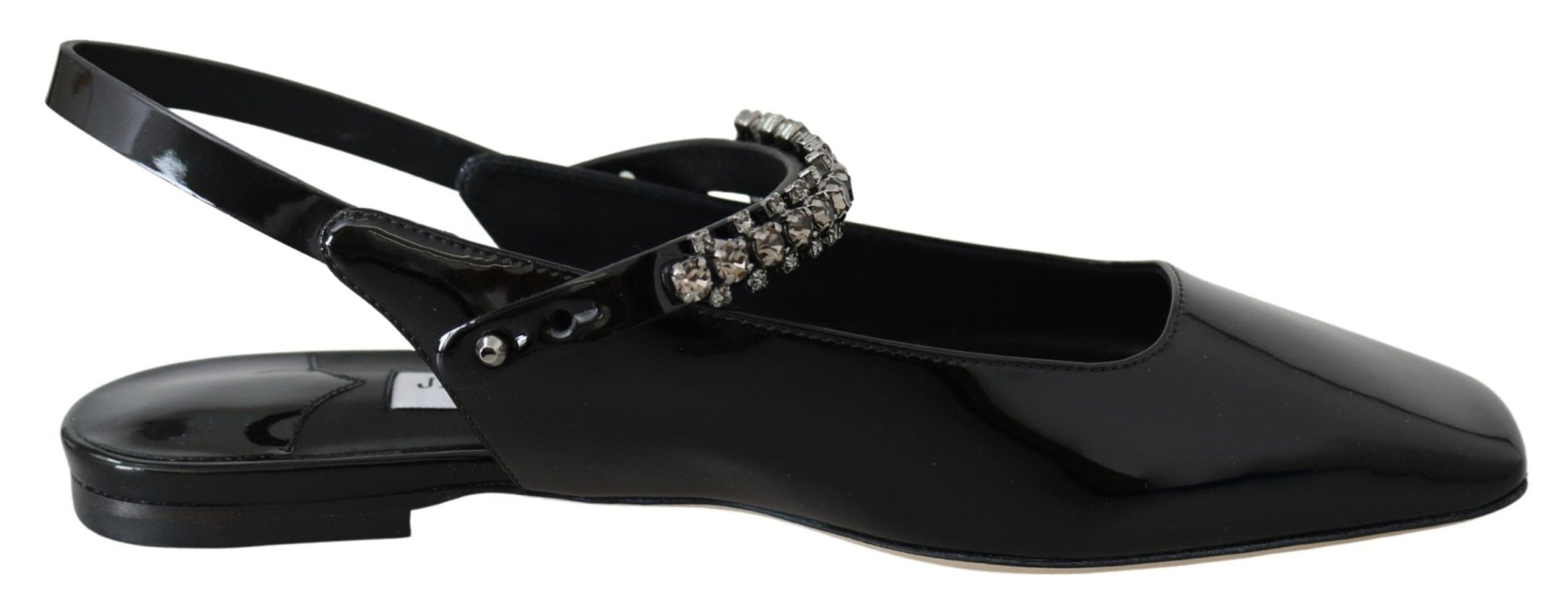 Jimmy Choo Elegant Black Patent Flats with Crystal Accent - SMARTMARTNZ