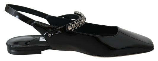 Jimmy Choo Elegant Black Patent Flats with Crystal Accent - SMARTMARTNZ