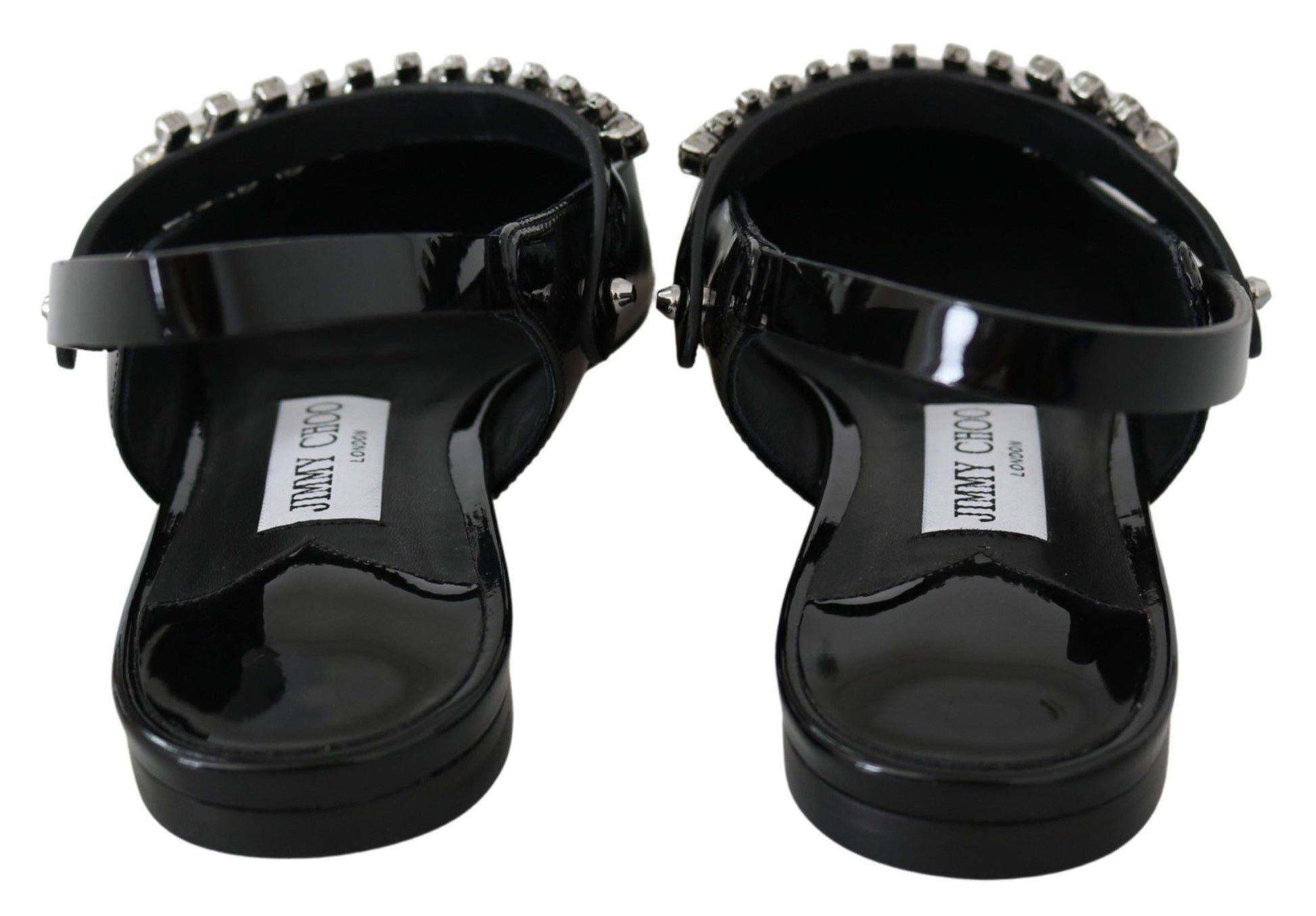 Jimmy Choo Elegant Black Patent Flats with Crystal Accent - SMARTMARTNZ