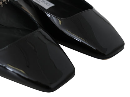 Jimmy Choo Elegant Black Patent Flats with Crystal Accent - SMARTMARTNZ