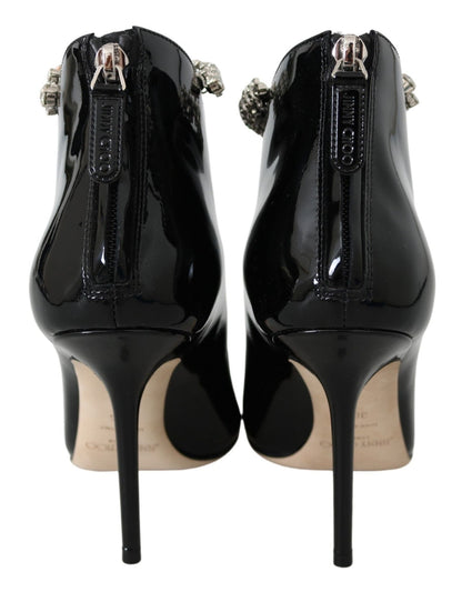 Jimmy Choo Elegant Black Patent Heeled Boots - SMARTMARTNZ