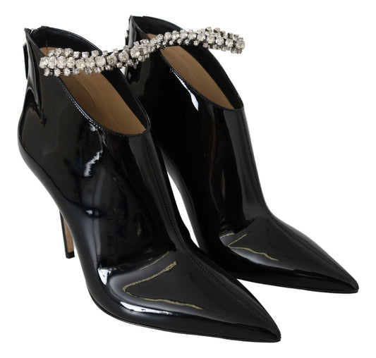 Jimmy Choo Elegant Black Patent Heeled Boots - SMARTMARTNZ