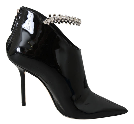 Jimmy Choo Elegant Black Patent Heeled Boots - SMARTMARTNZ