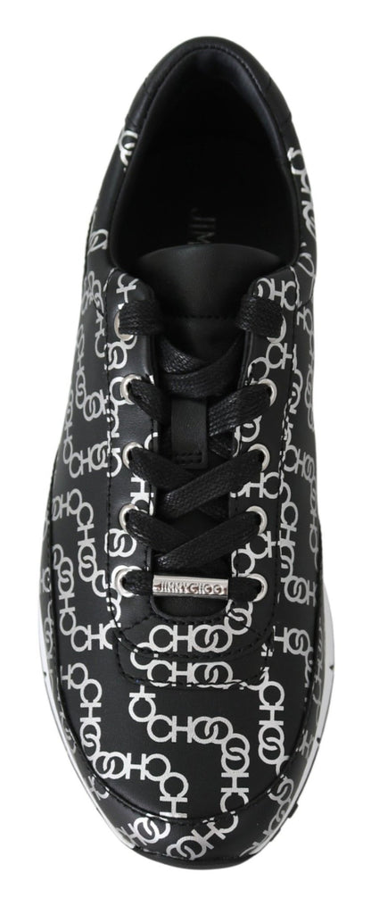 Jimmy Choo Elegant Black & Silver Leather Sneakers - SMARTMARTNZ