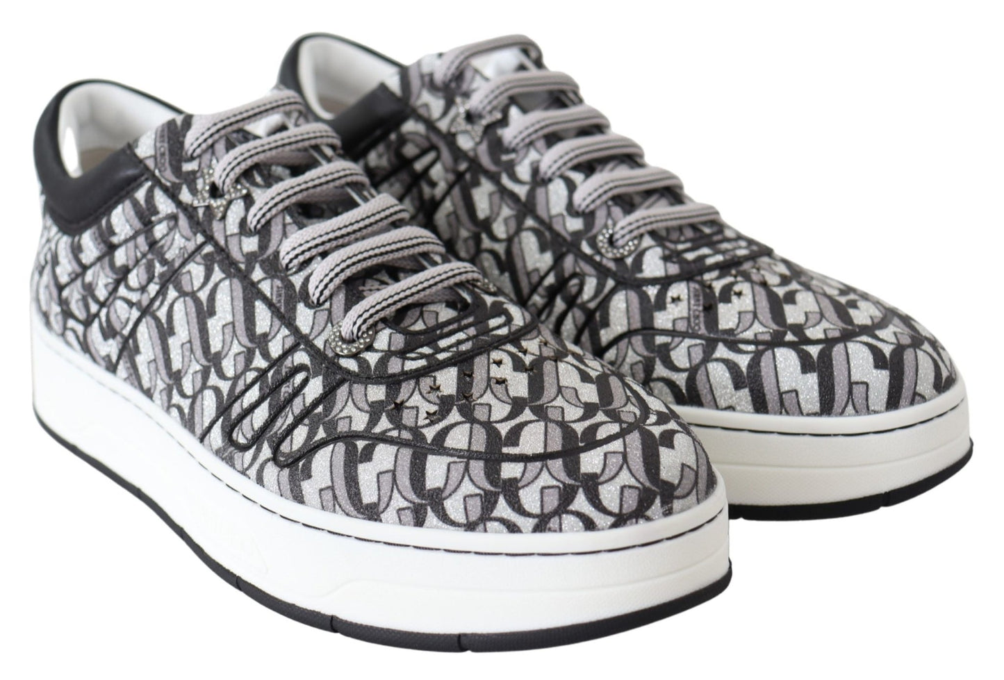 Jimmy Choo Glittering Slip - On Sneakers - Silver and Black - SMARTMARTNZ