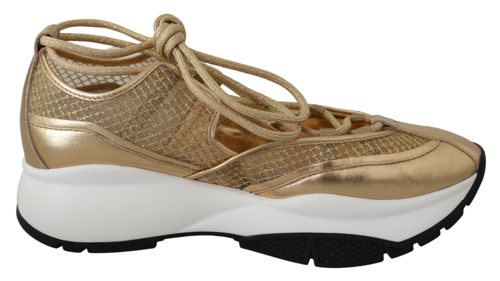 Jimmy Choo Golden Glamour Mesh Leather Sneakers - SMARTMARTNZ