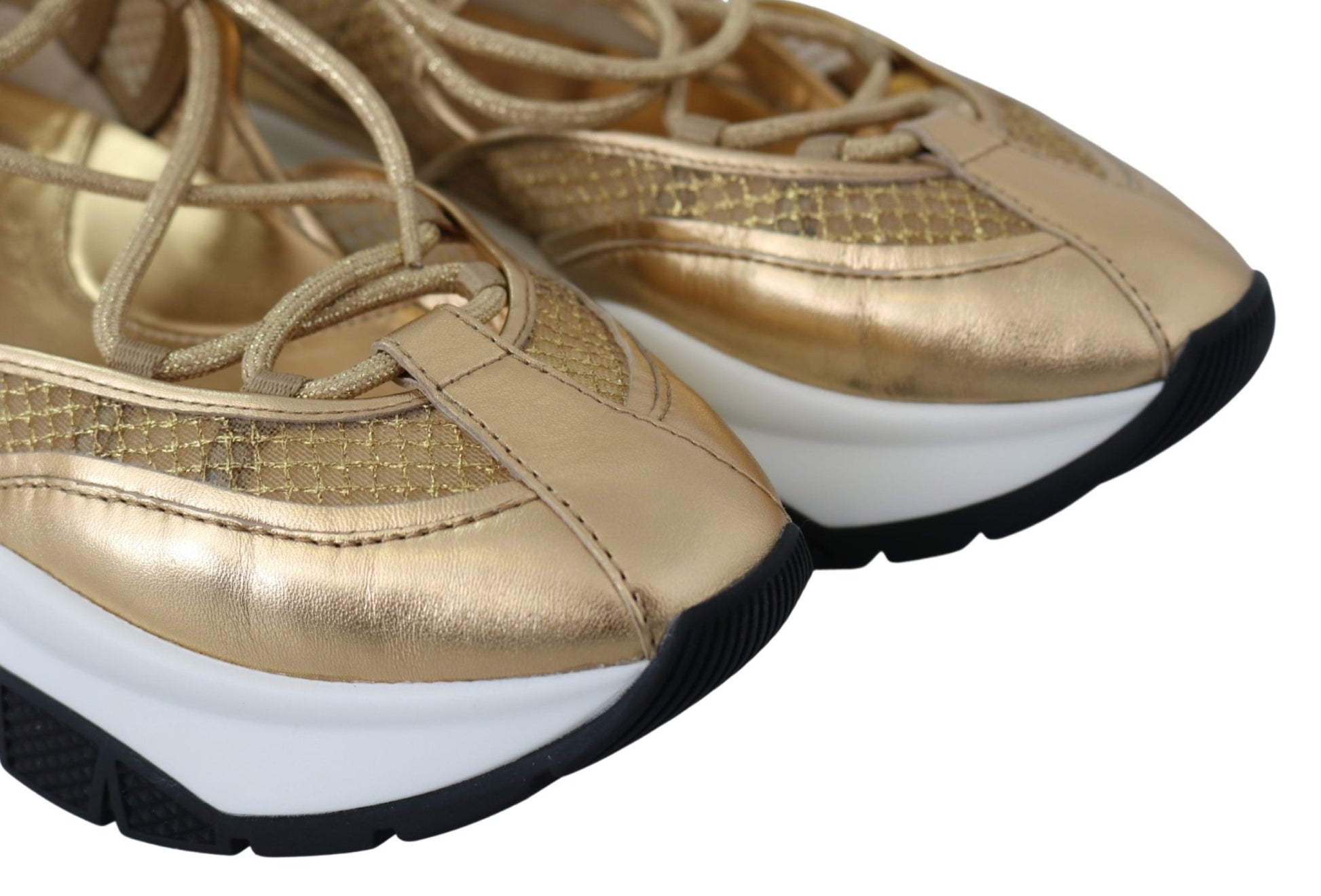 Jimmy Choo Golden Glamour Mesh Leather Sneakers - SMARTMARTNZ