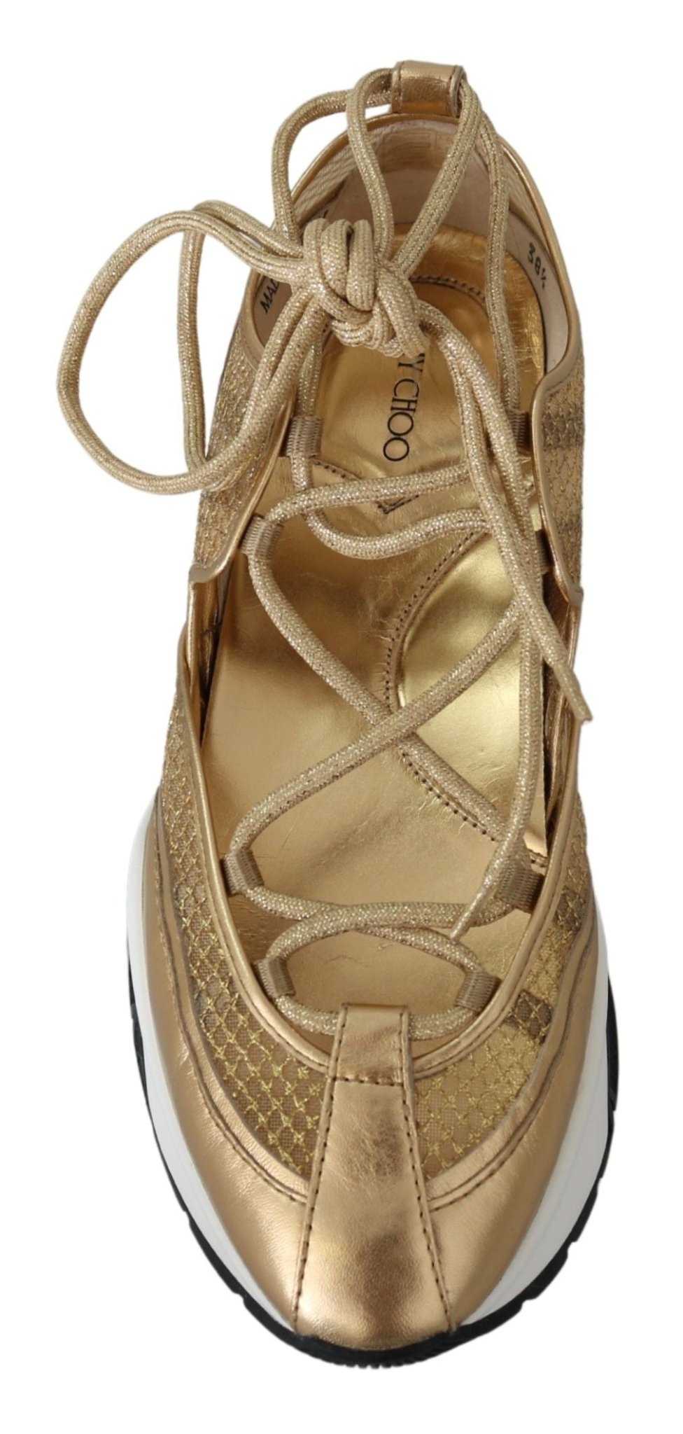 Jimmy Choo Golden Glamour Mesh Leather Sneakers - SMARTMARTNZ