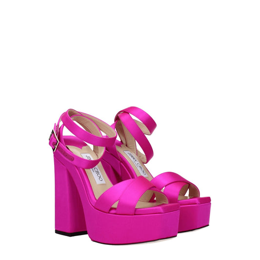 Jimmy Choo Pink Satin Platforms - SMARTMARTNZ