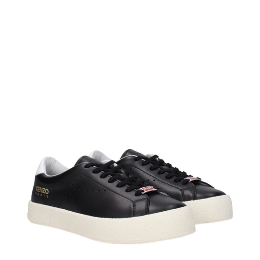 Kenzo Black Leather Low Tops - SMARTMARTNZ