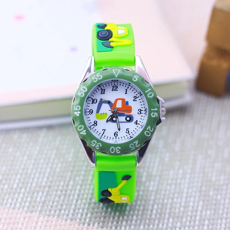 Kids Time Teaching Watch – Cartoon Excavator Design, Analog Display, Safe for Students - SMARTMARTNZ