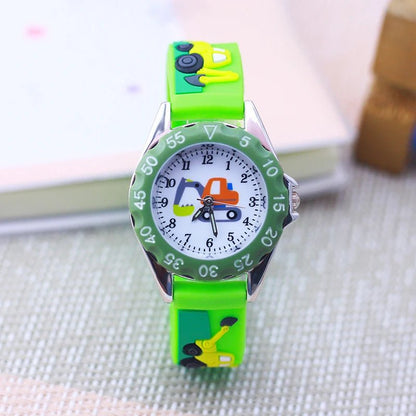 Kids Time Teaching Watch – Cartoon Excavator Design, Analog Display, Safe for Students - SMARTMARTNZ