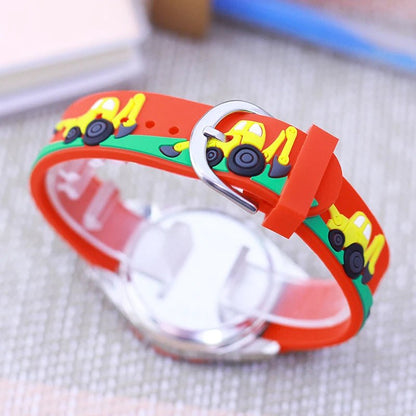 Kids Time Teaching Watch – Cartoon Excavator Design, Analog Display, Safe for Students - SMARTMARTNZ