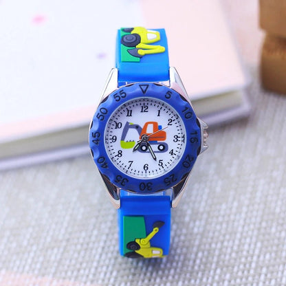 Kids Time Teaching Watch – Cartoon Excavator Design, Analog Display, Safe for Students - SMARTMARTNZ