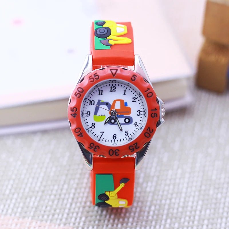 Kids Time Teaching Watch – Cartoon Excavator Design, Analog Display, Safe for Students - SMARTMARTNZ
