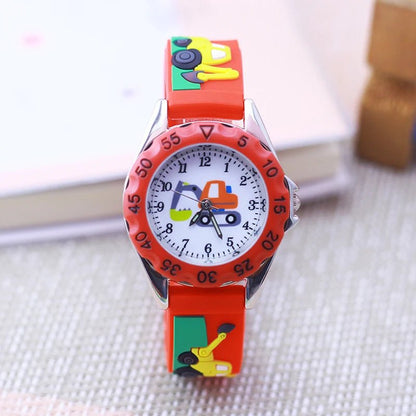 Kids Time Teaching Watch – Cartoon Excavator Design, Analog Display, Safe for Students - SMARTMARTNZ