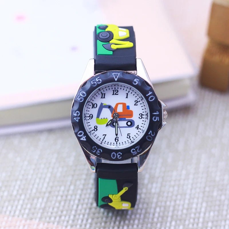 Kids Time Teaching Watch – Cartoon Excavator Design, Analog Display, Safe for Students - SMARTMARTNZ