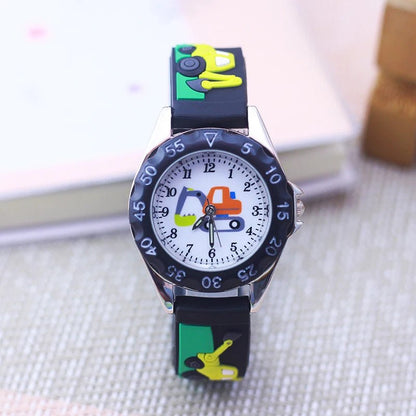 Kids Time Teaching Watch – Cartoon Excavator Design, Analog Display, Safe for Students - SMARTMARTNZ