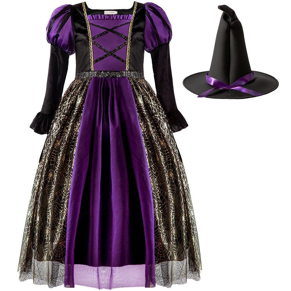 Kids’ Witch Costume with Skirt – Halloween Special Spooky • Sparkly • Perfect for Trick - or - Treat Magic - SMARTMARTNZ