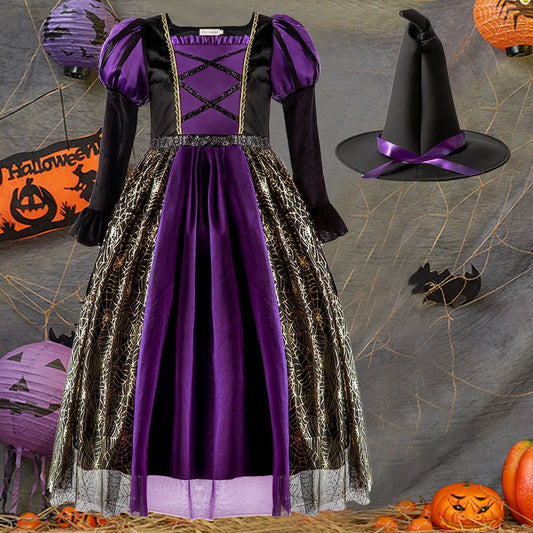 Kids’ Witch Costume with Skirt – Halloween Special Spooky • Sparkly • Perfect for Trick - or - Treat Magic - SMARTMARTNZ